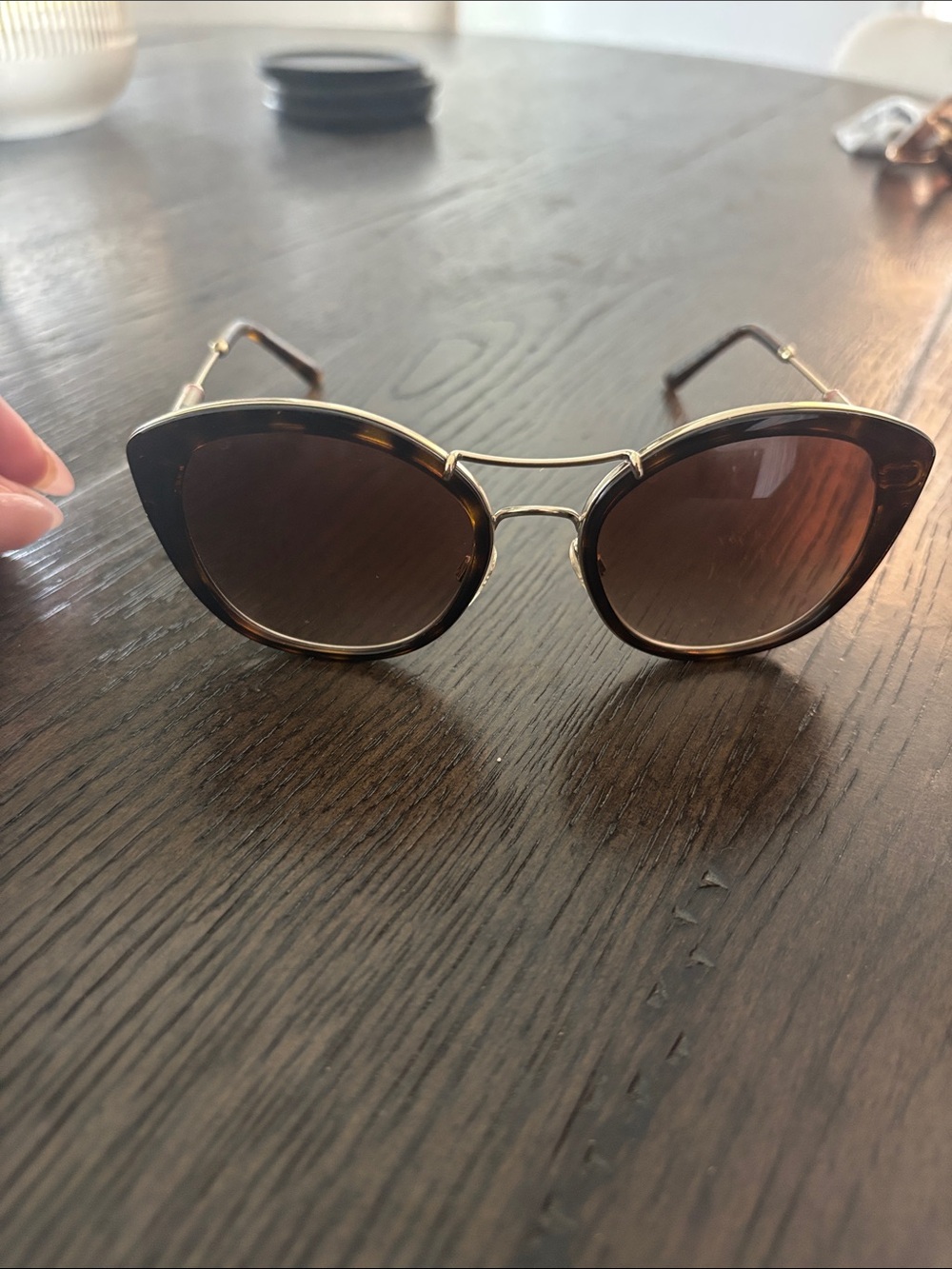 Burberry Women's Brown Cat Eye Sunglasses with Gold Frame